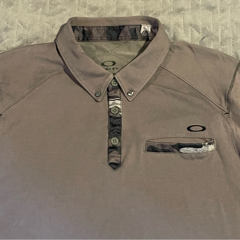 Oakley camo trim polo shirt mens large NWOT gray - Picture 3 of 15